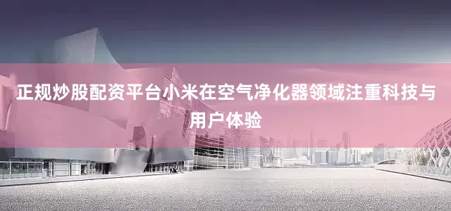 正规炒股配资平台小米在空气净化器领域注重科技与用户体验